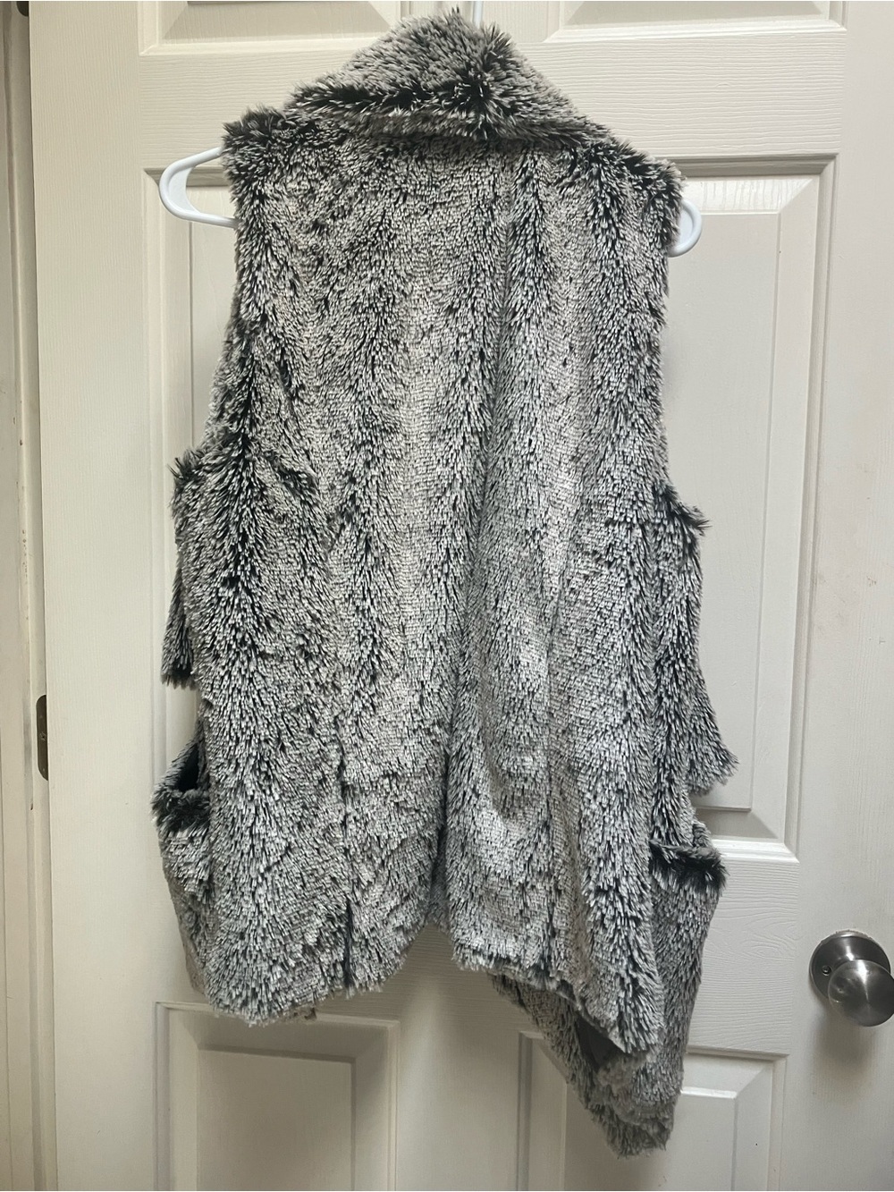Democracy Plush Faux Fur Draped Vest in Gray - Picture 2 of 3